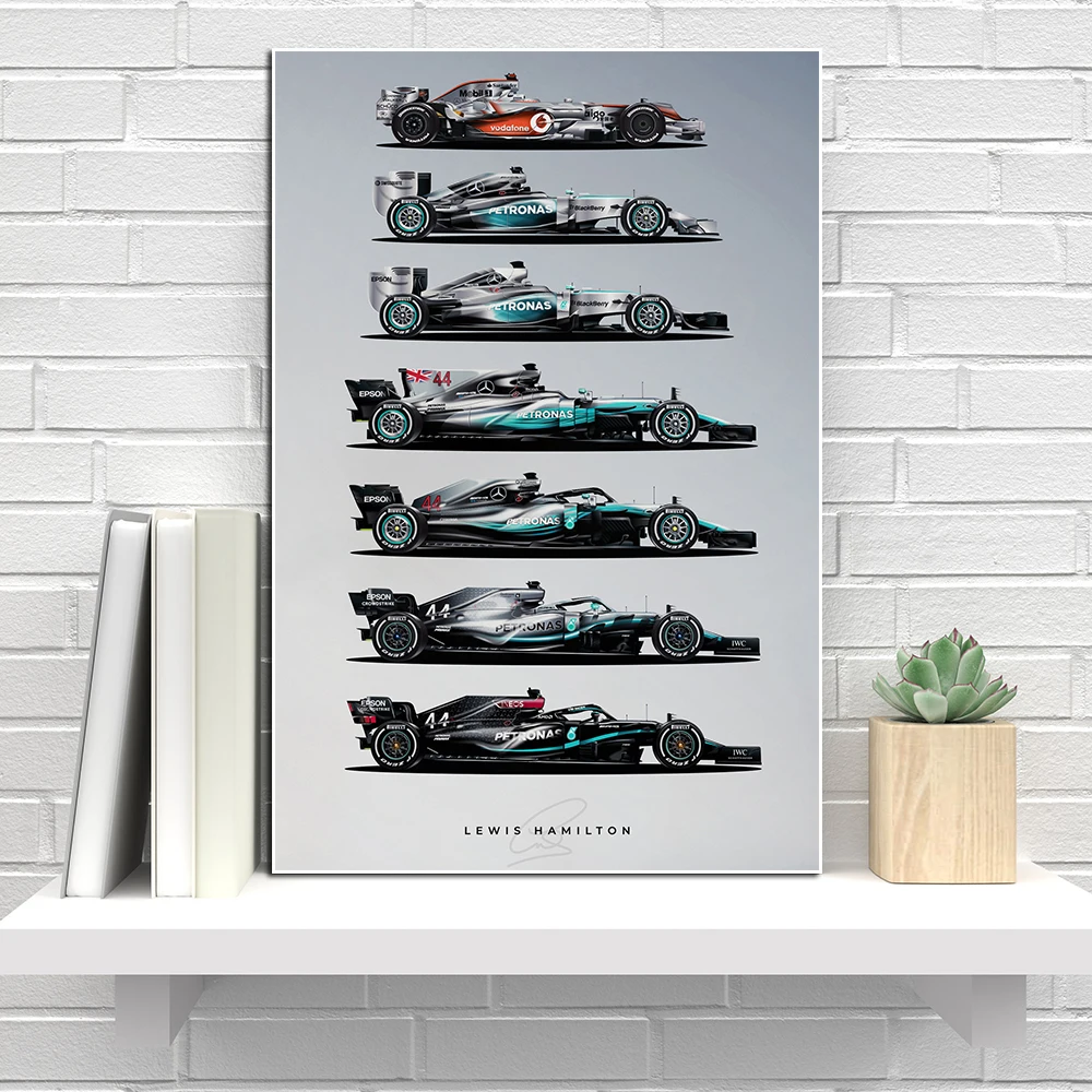 Formula Grand Prix Winner Hamilton Racing Evolutionary History Canvas Painting Sports Car Poster Print Club Wall Art Room Decor