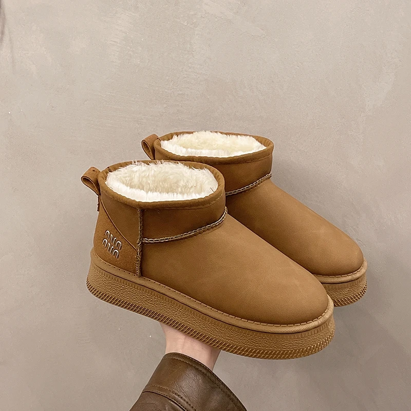 

Womens Boots Winter Warm Plush Ankle Boots Waterproof Suede Snow Boots for Women Casual Slip Ons Cotton Shoes Woman 2025 New