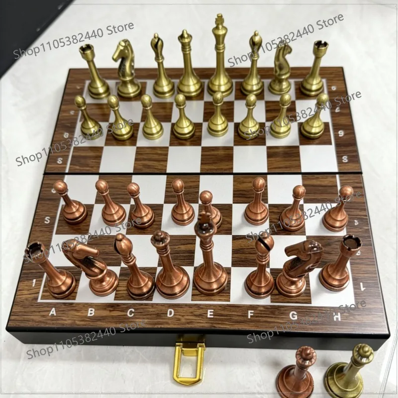Metallic Chess, Retro Chess, Folding Wooden Chessboard, Special for Students and Adults