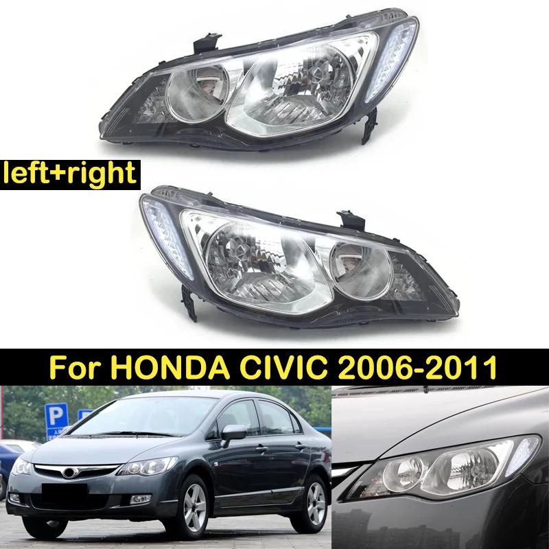 

DECHO 2pcs Headlight For HONDA CIVIC FD1 FD2 2006 2007 2008 2009 2010 2011 Front bumper headlight headlamp Assembly head light