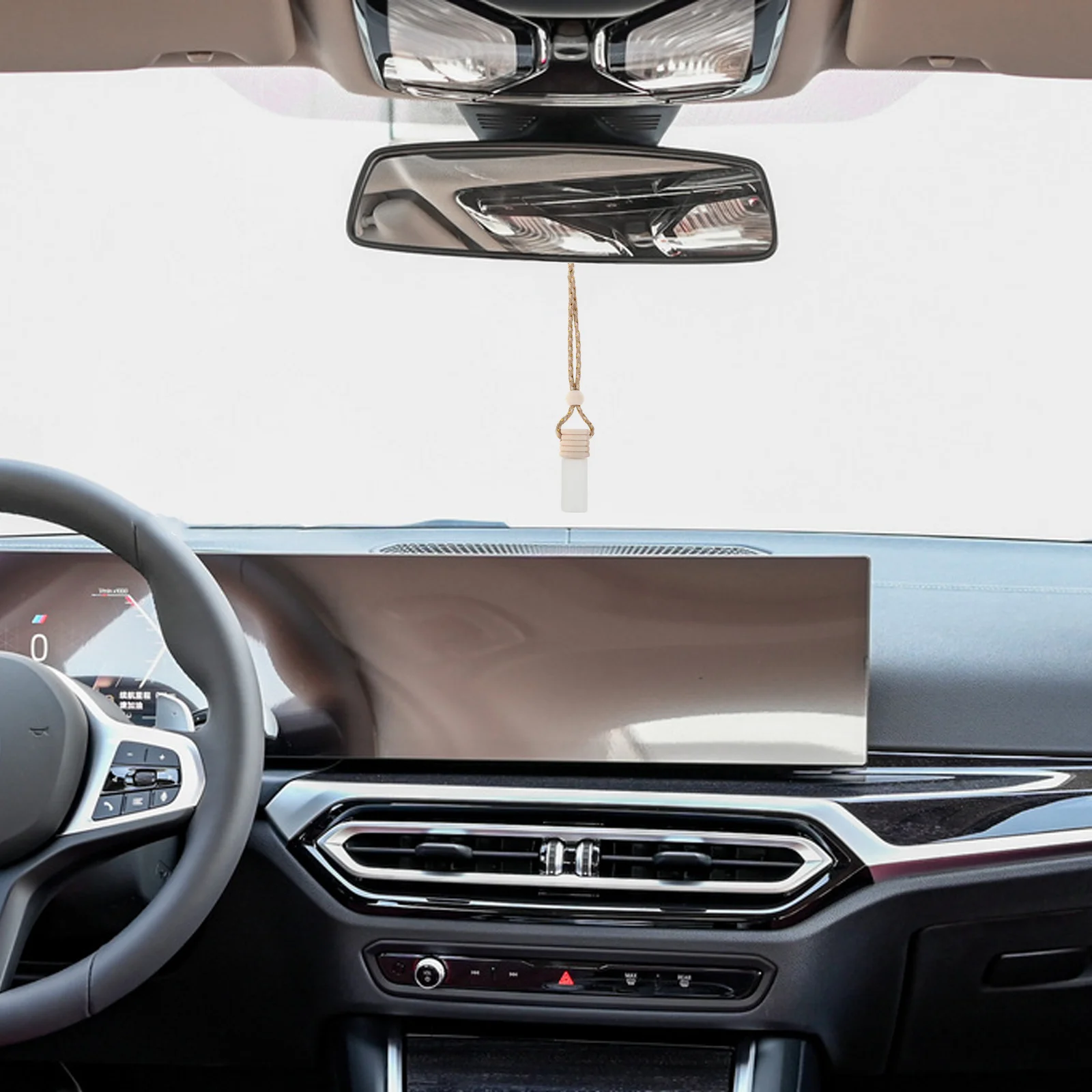 

8pcs Car Perfume Pendant: 5Ml Refillable Frosted Glass Hanging Bottle For Car Air Freshener Aromatherapy Essential Oil Decor