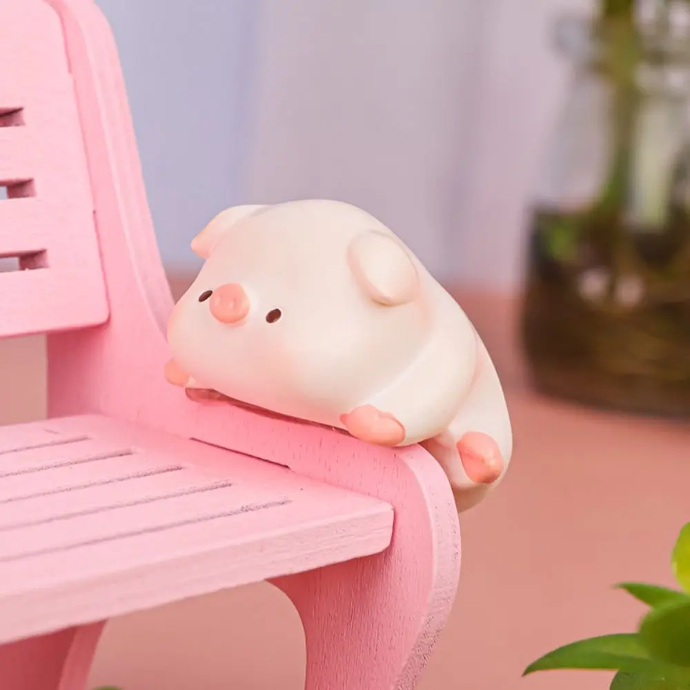 Panda cerdo Monitor de ordenador decoración mesa borde pantallas de TV pequeños adornos de animales figuras de consola central de resina de dibujos animados