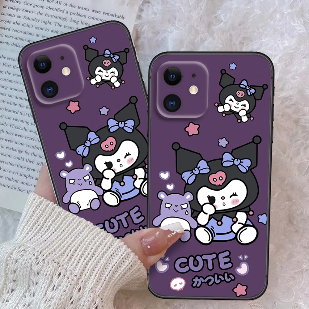 Miękkie etui Z77 cartoon Kuromi do telefonu z miękkiego silikonu do iPhone'a 15 14 Plus 13 12 11 X XS XR Pro Max Mini 8 7 Plus