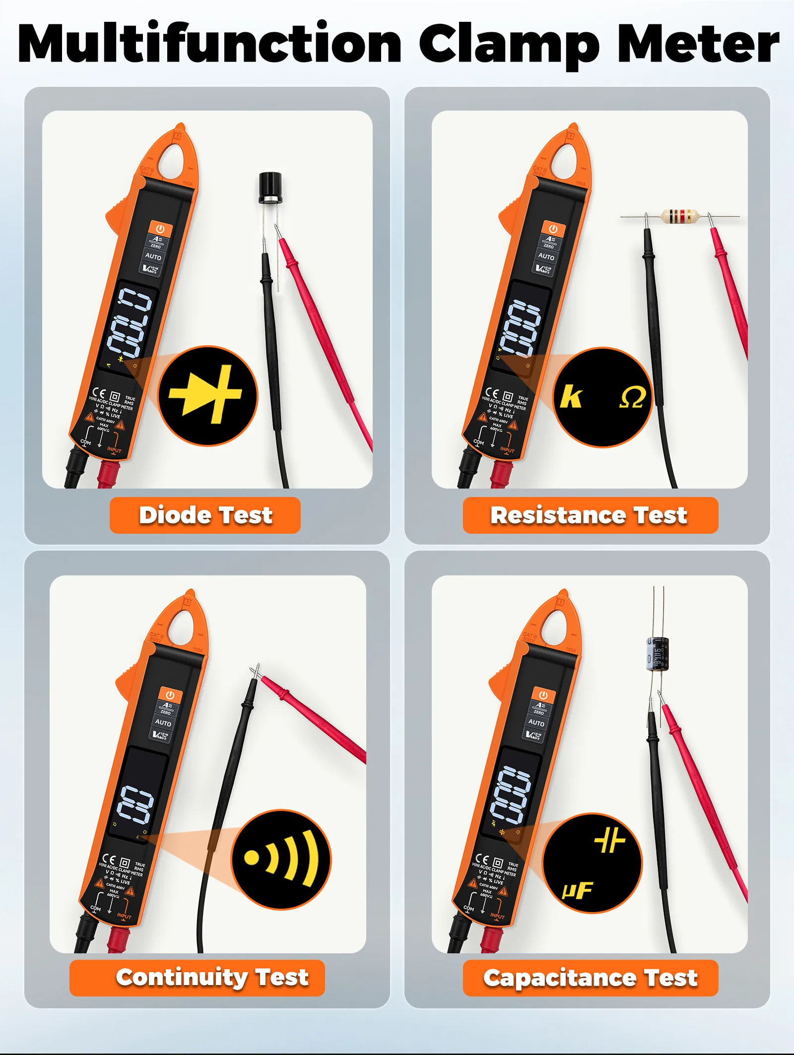 Digitales Zangenmessgerät Multimeter AC/DC 600A/1000A Amperemeter True RMS Multimeter Hochpräzise Kapazitätsmessung NCV Ohm Hz Spannungsprüfer – Detail 22