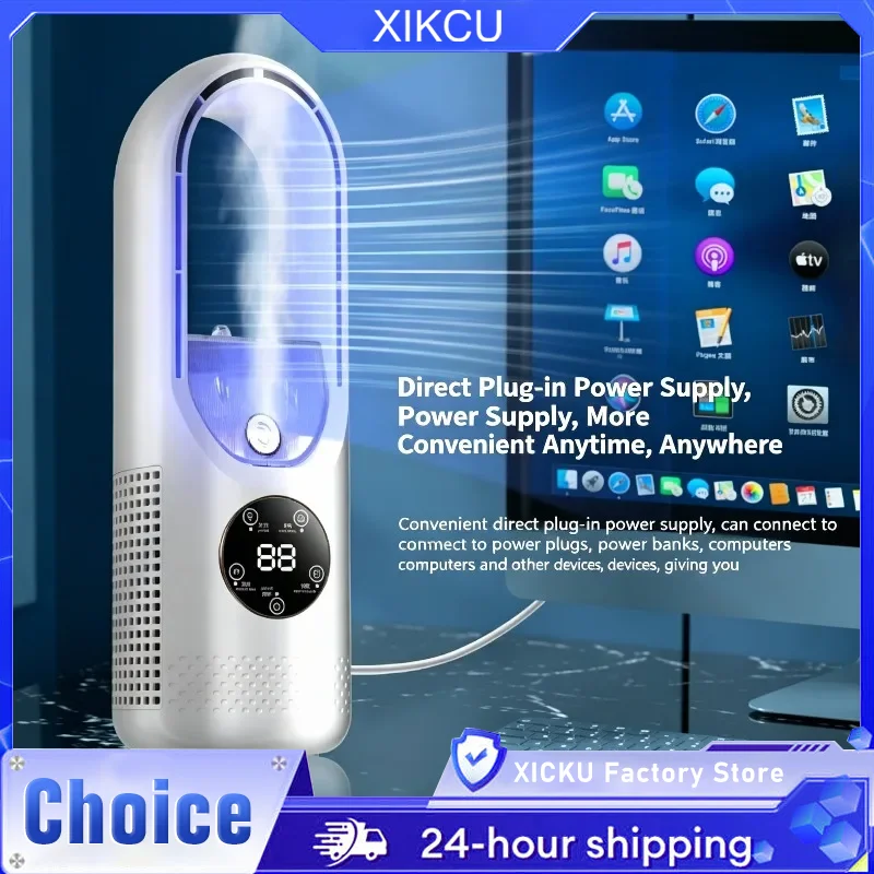 Mini Air Cooler 3 In 1 Portable Desktop Mist Cooling Fan Humidifier with RGB Night Light Silent 100ml Tank for Office Home