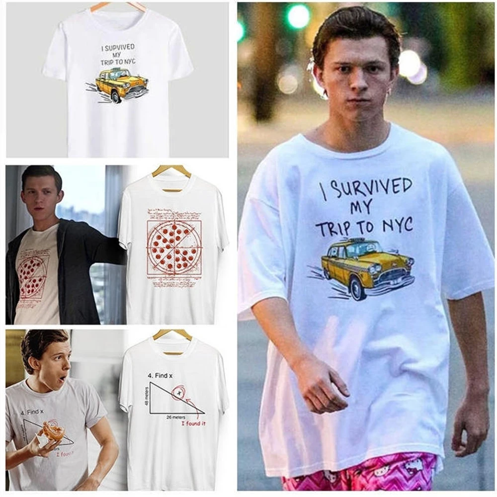 Tom Holland Same Shirt  I Survived My Trip To NYC Find X Pizza Shirts Unisex Funny Short Sleeve Tee Trendy Vacation Shirt Tops