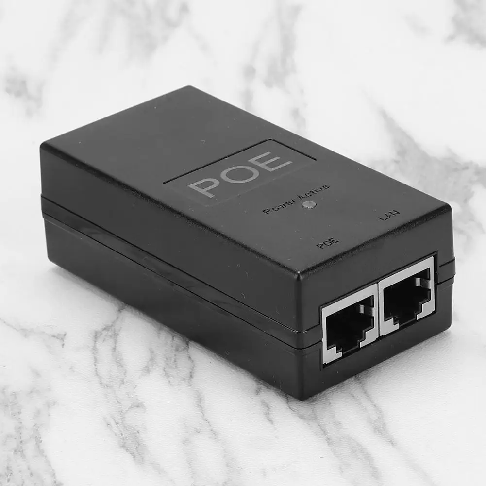 

Desktop POE Injector 10/100Mbps Power Supply Output 24V 0.5A Input 100V-240V with Power Cable for CCTV Camera