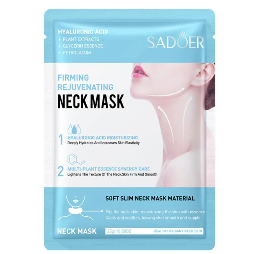 Mascarilla de ácido hialurónico para el cuello, mascarilla reafirmante de colágeno, cuidado de la piel, belleza, brillo, cuellos, hidratante, nutritiva, D7X8