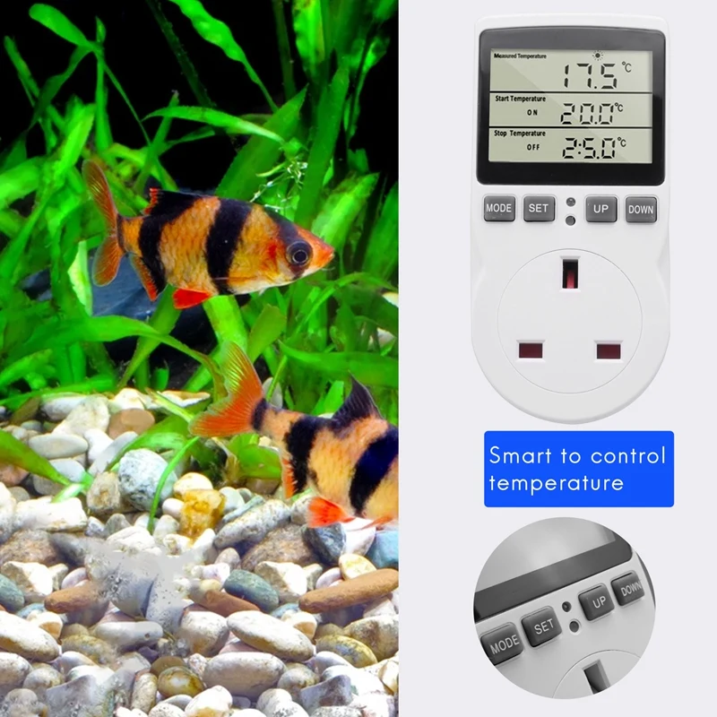 Digitale Temperatuurregelaar Thermostaat Stopcontact Stekker Verwarming Koeltimer Voor Homebrew Kas