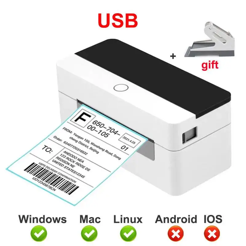 New! 463B Thermal Label Printer 4'x6' Shipping Express Barcode Printer Label Holder POS For MacOS/Windows Bluetooth or USB