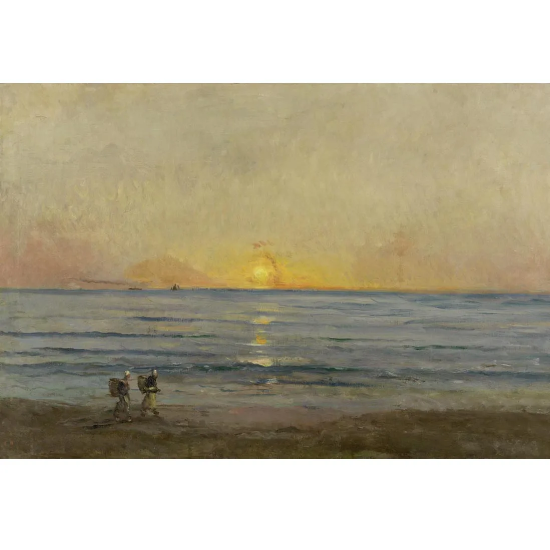 Charles-Francois Daubigny paintings,Sunset near Villerville,Handmade seascape oil painting on canvas,Aesthetic room decoration