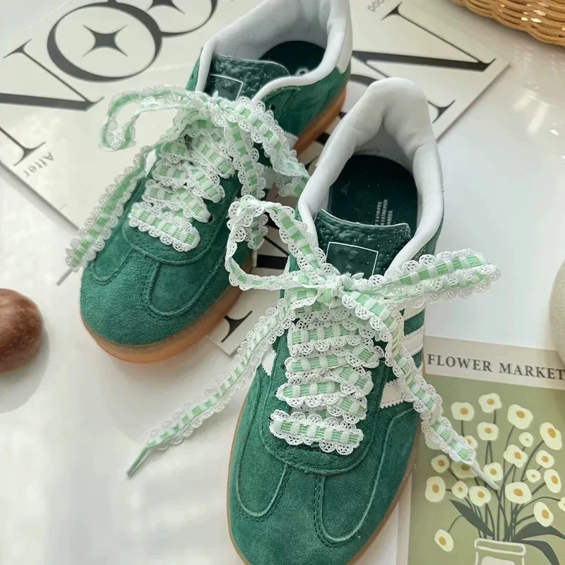Lace Ruffle Elastic Shoelaces Non Slip Stretchy Decorative Shoe Laces Fit Casual Shoes White Sneakers Sports Shoes German Traine