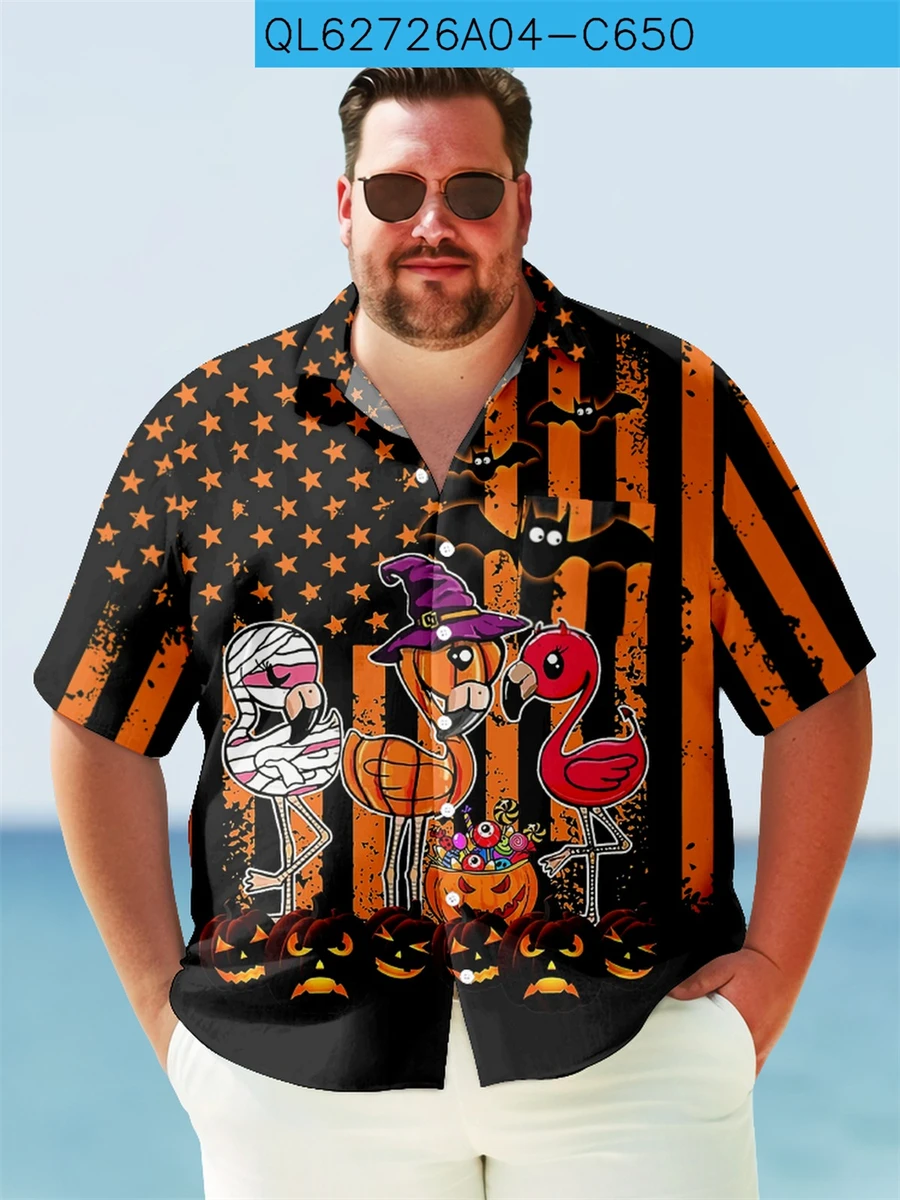 Camisa de manga corta para hombre, camisa de playa con solapa hawaiana transpirable, blusa informal de gran tamaño, L-7XL de verano