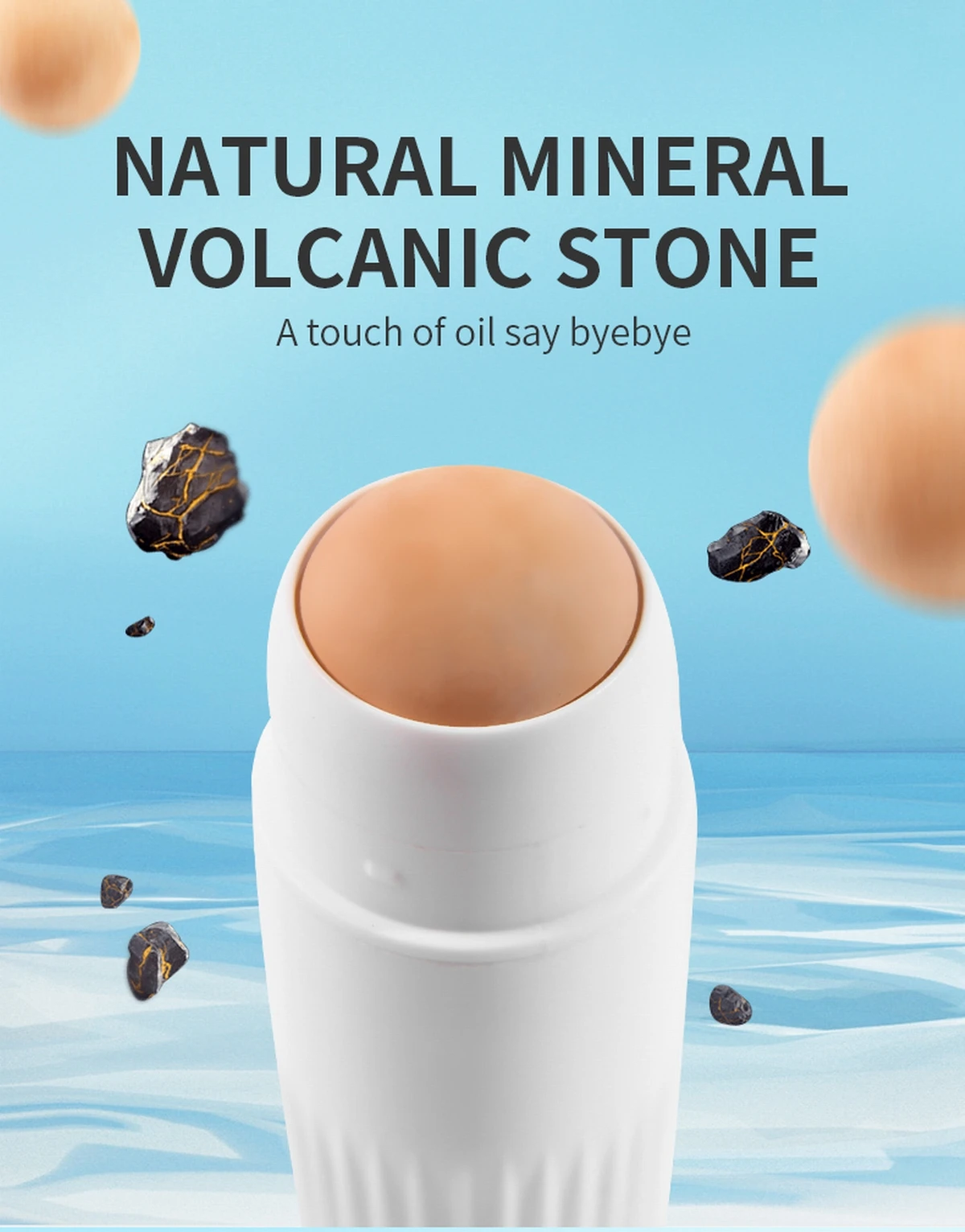 MEISIKANG Natural Volcanic Stone Beauty Skin Care Facial Oil Absorbing Washable Oil-Absorbing Face Roller