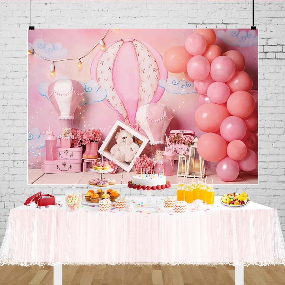 Yeele Bé Gái Sinh Nhật Photocall Hồng Khí Cầu Khí Nóng Gấu Chụp Ảnh Phông Nền Chụp Ảnh Nền Cho Studio Ảnh