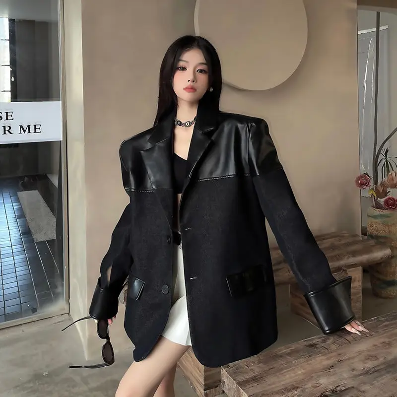 Women's Models Fall Winter Coat Blouse Suit Thickened Splicing Buttons Loose Fashion Senior Leisure Simple Brand New Soft Niche