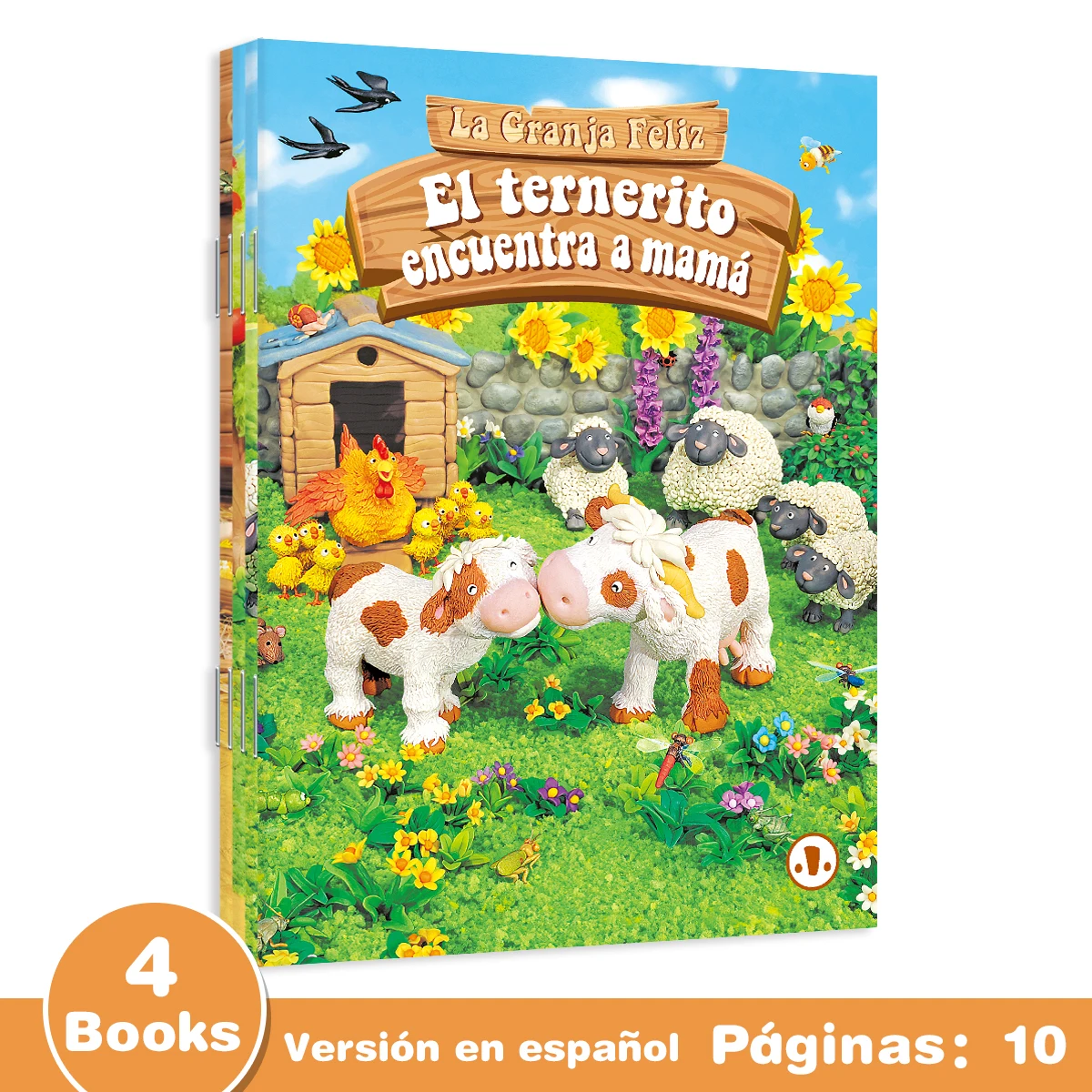 1 Set Of 4 Spanish Children's Storybooks Happy Farm Series Enhance Baby's Reading Skills Children's Early Childhood Books Gifts