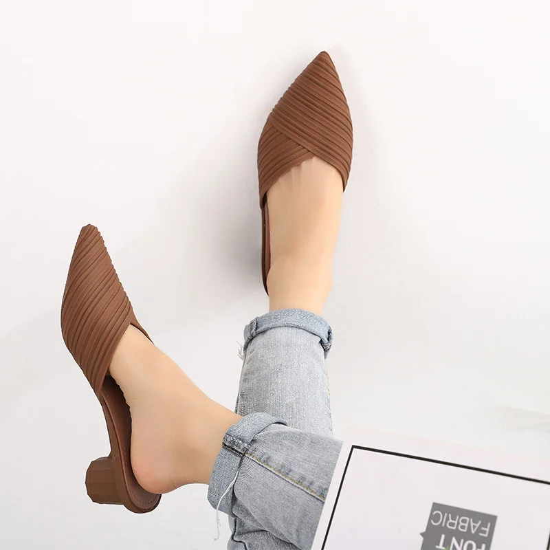 Women Slipper Pointed Closed Toe Mules Summer Beach heeled Shoes Muller Jelly Shoes Blue Shoes Slipper 2025 New Fashion Slipper