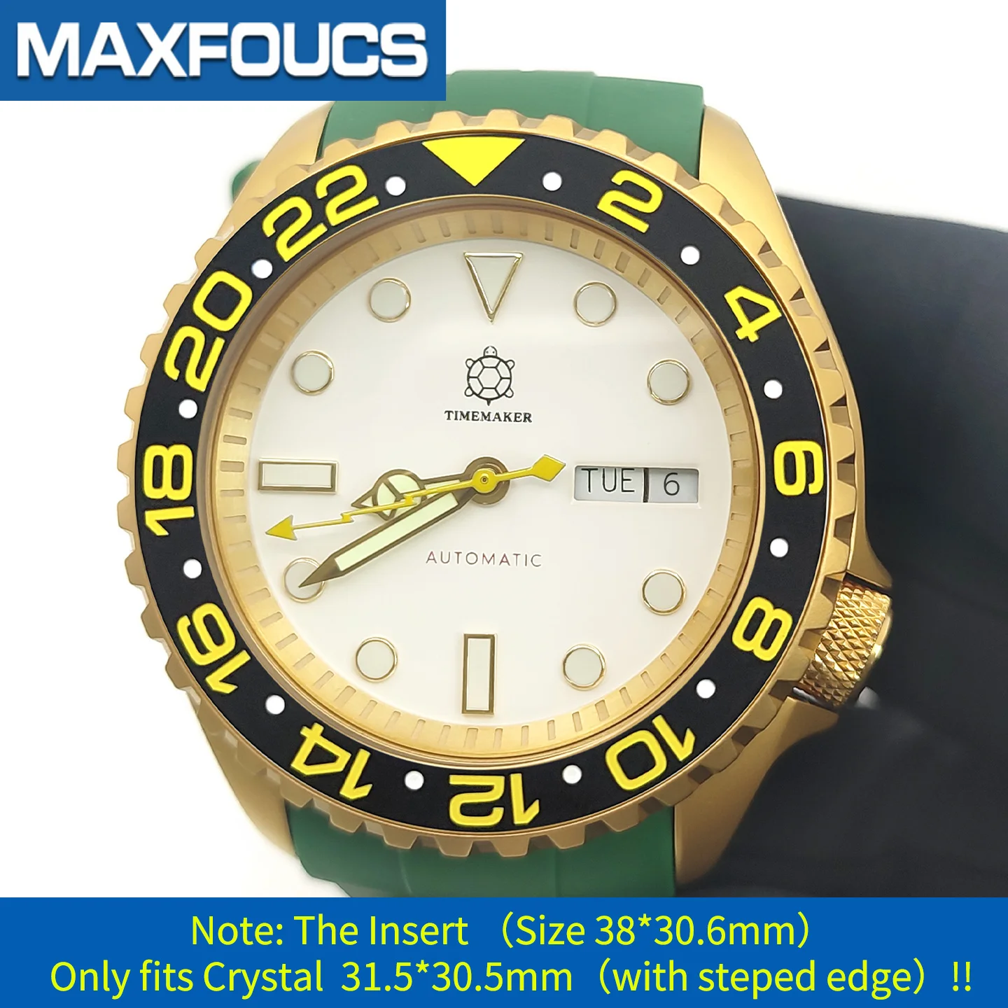 Schräge Keramik-Lünetteneinlage 38x30,6mm MOD SKX007 SKX Divers Passend für 31,5x30,5mm Kristall SUB GMT Taucheruhr-Zubehör Ersatz – Detail 4