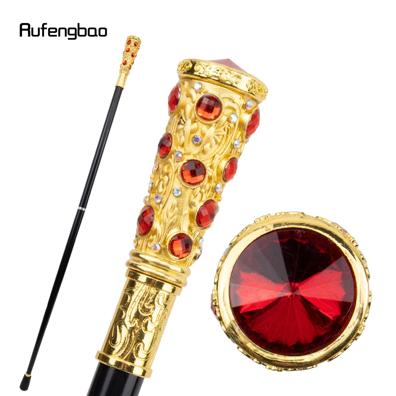 Goldroter künstlicher Diamant Gehstock Mode dekorative Gehstock Gentleman elegante Cosplay Rohr knopf Crosier 93cm