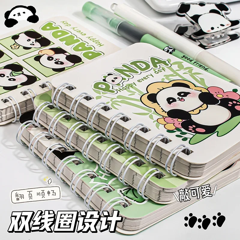 1Pc A7 Cute Cartoon Panda Coil Book Student Portable Pocket Mini Notepad Loose-leaf Notebook Daily Planner Kawaii Kids Journals