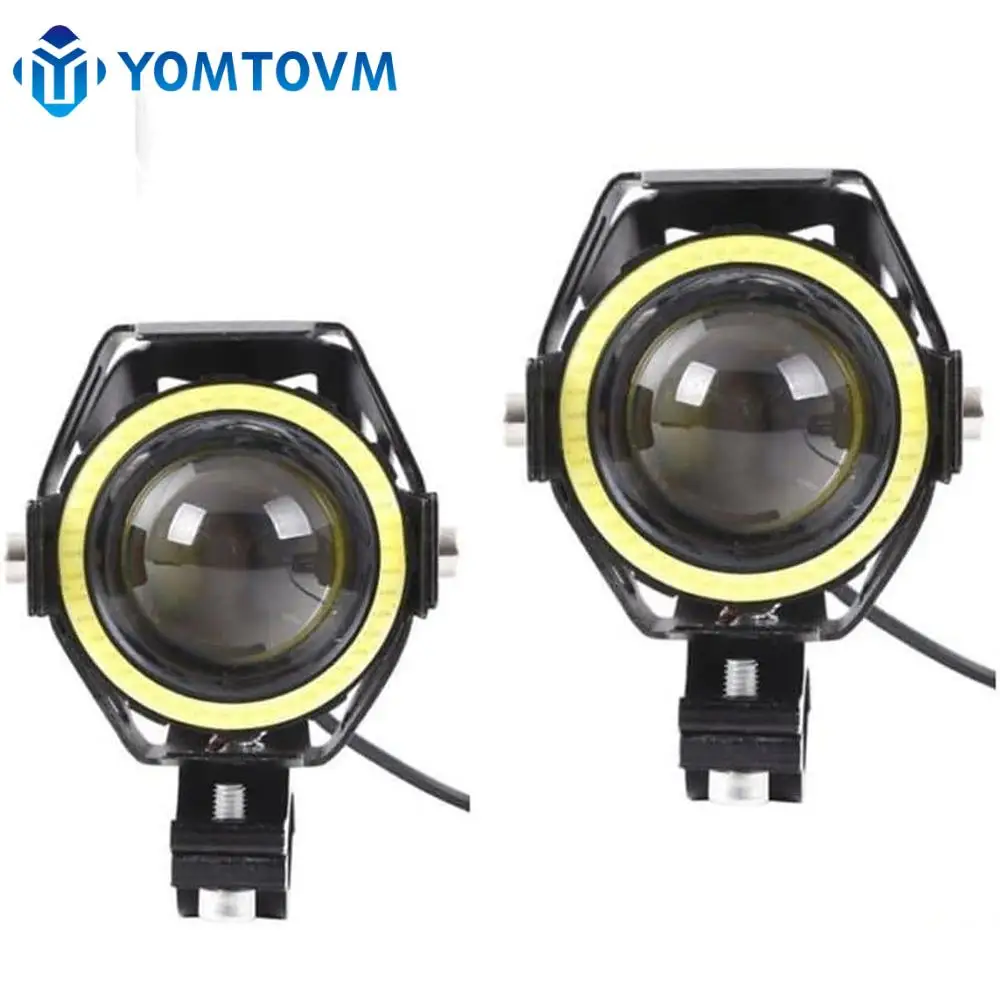 

2PCS Motorcycle LED Headlight Headlamp Angel Eye Projector Lens Fog Lights Auxiliary Lights Driving Lamp For Off Road ATV UTV