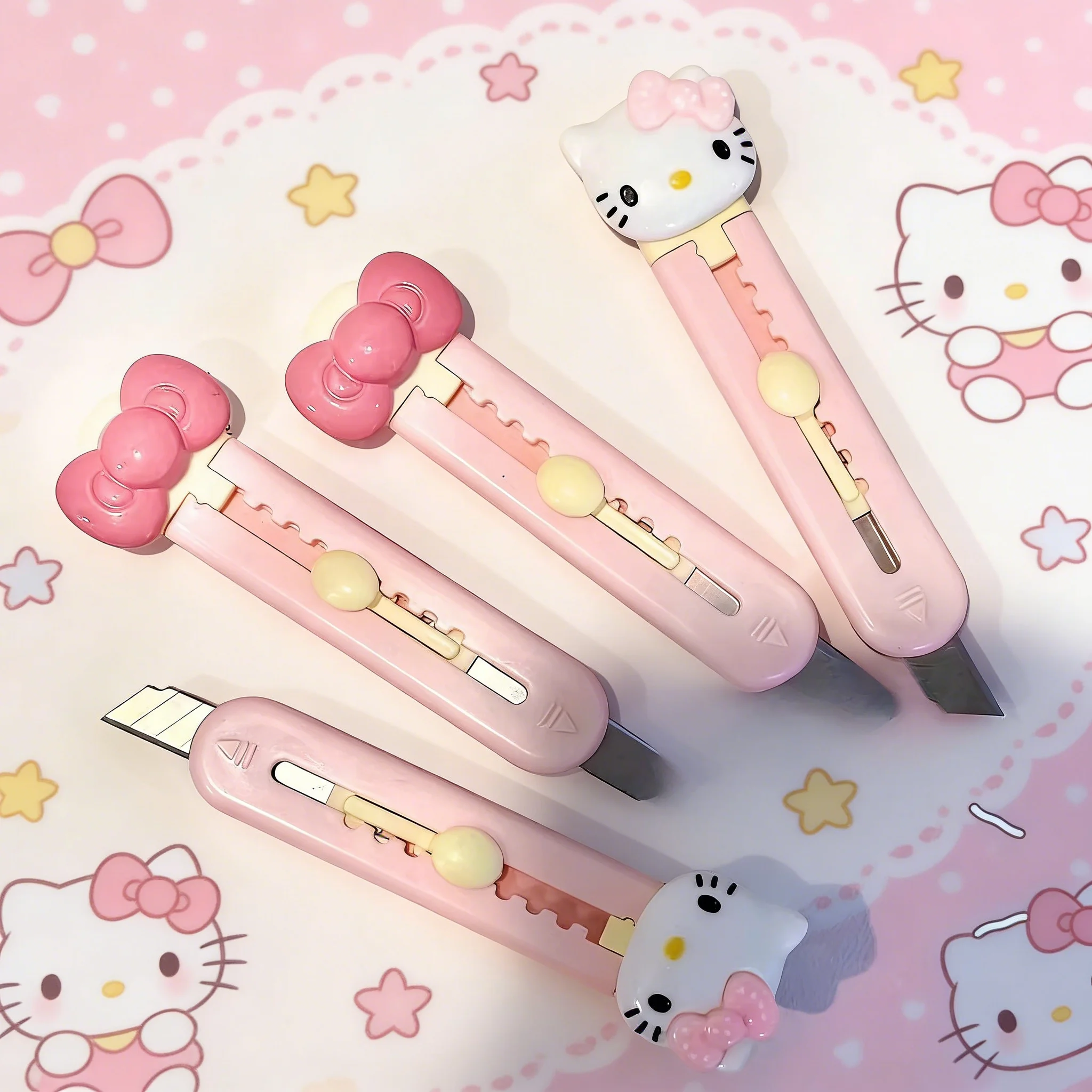 

New Cute Cartoon Hello Kitty Art Knife Ins Mini Portable Unboxing and Unpacking Courier Hand Account Paper Cutting Knife Sharp