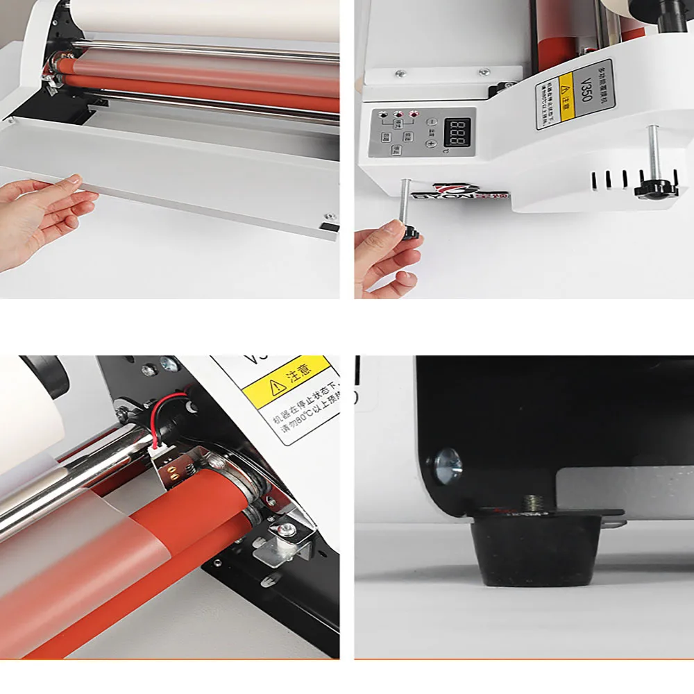 Hot Lamination Machine Heated Roll Laminator Hot and Cold Pouch Laminator for A4 A5 and A6 Paper Sizes