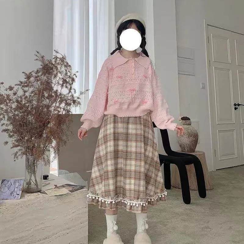 2025 novo japonês coreano xadrez feminino doce bonito francês vintage saia outono inverno estilo preppy all-match harajuku kawaii saias