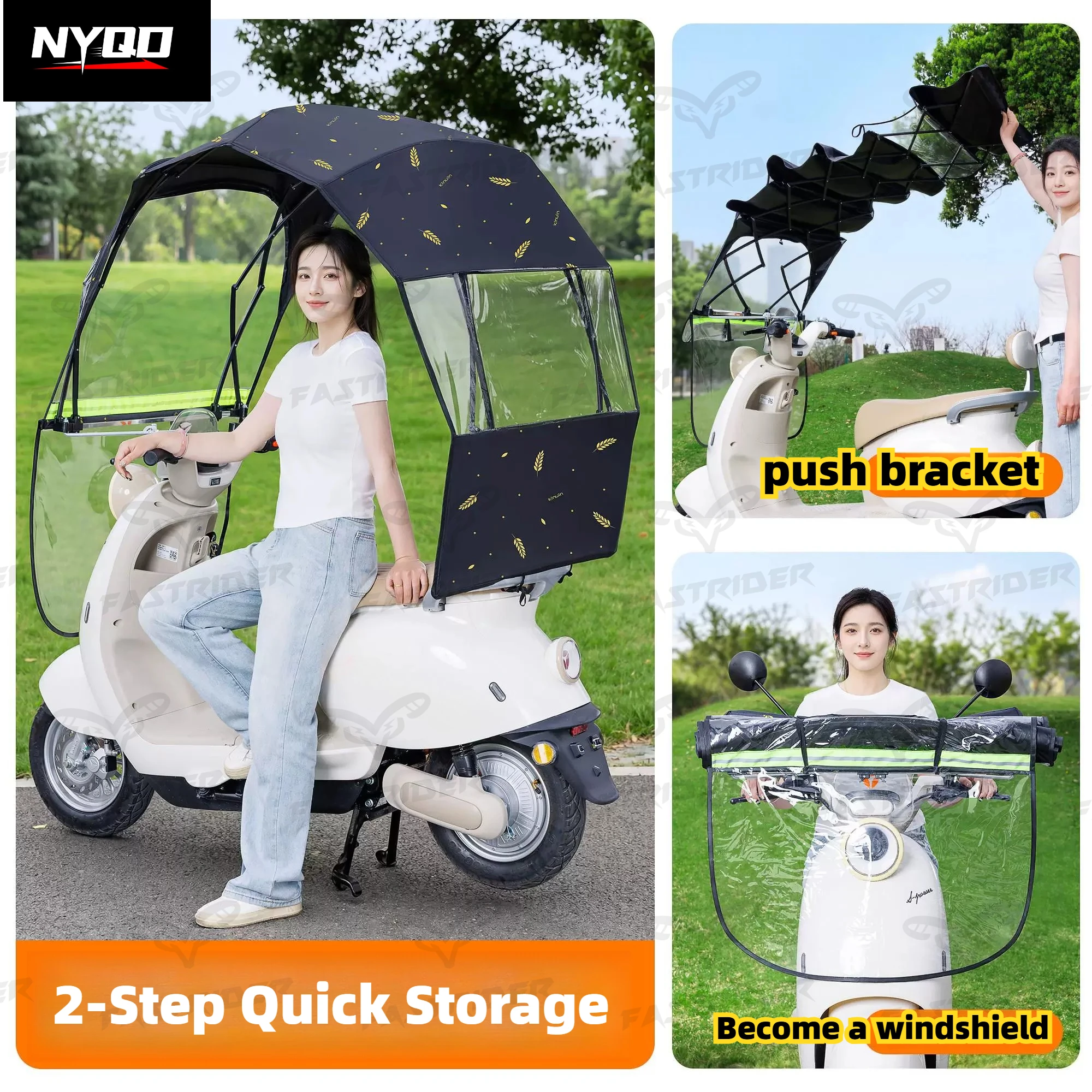 Electric Vehicle Canopy Lightweight Foldable Rain Protection, Sun Protection, Windproof Telescopic Fast-collection Carport