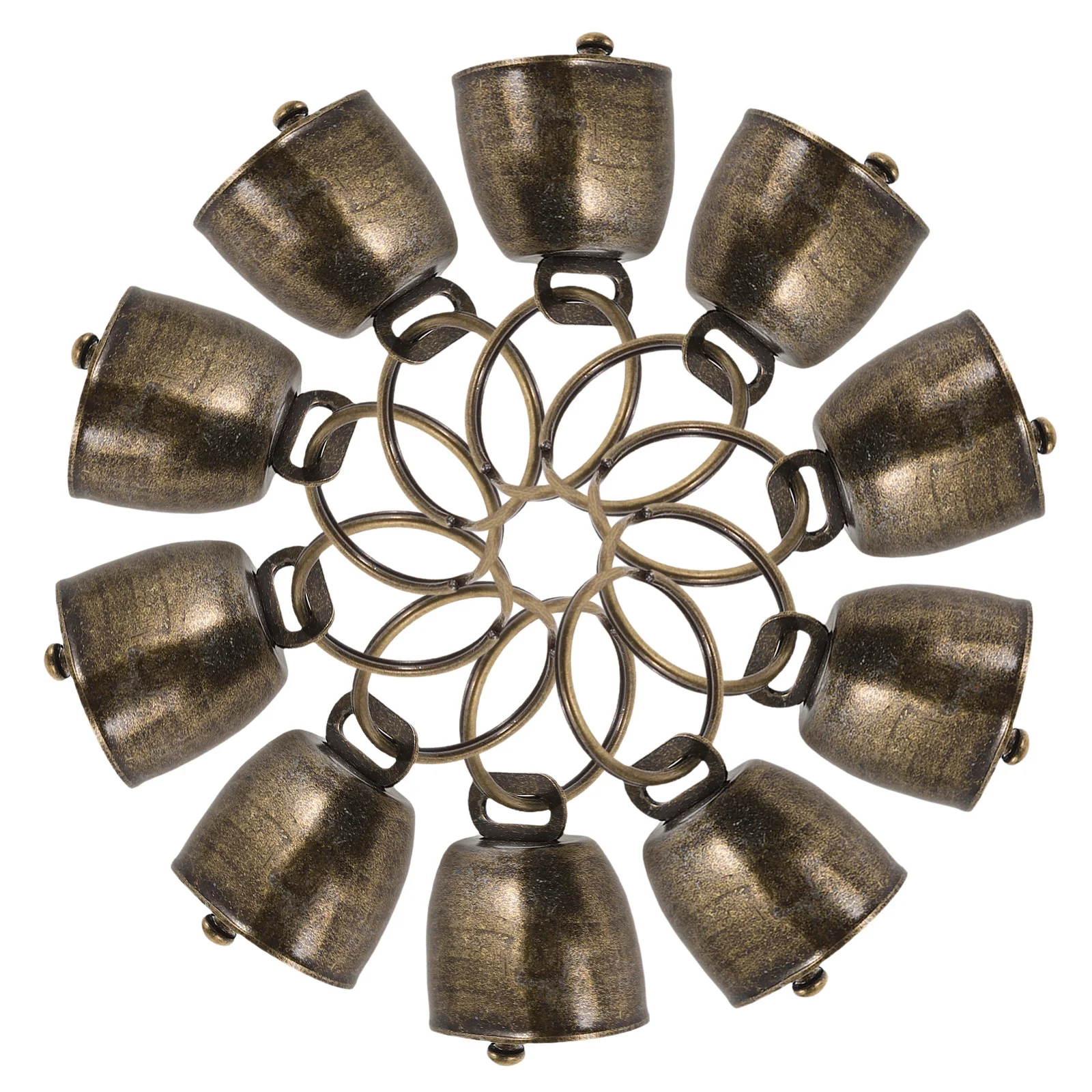

10Pcs Vintage Metal Cowbells Clear Chime Robust Hanging Feature Farm Grazing Garden Bell Chimes Festive Occasions Sports Events