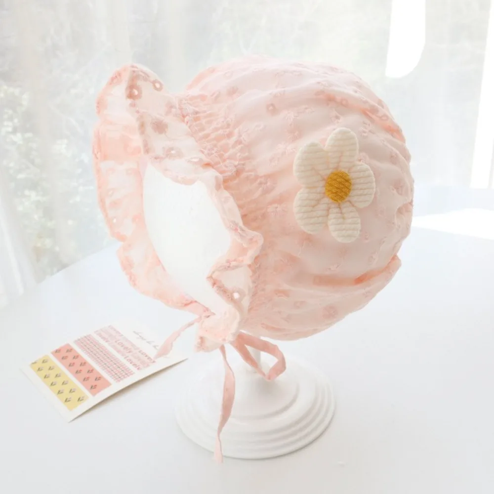 

Infant Lace Baby Fetal Cap Flower Ruffle Bonnet Hat Soft Breathable Sun Hat 3-12 Months