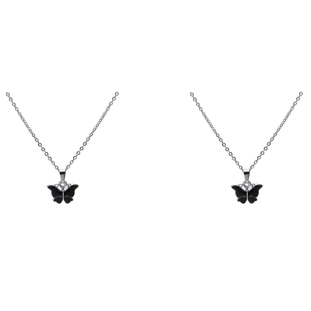 

2 pcs Color Changing Necklace Alloy Thermochromic Neck Pendant Stylish Chain Women Fashion Jewelry Party Wedding Gift