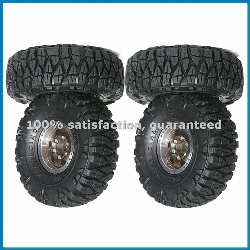 4Pcs 60mm 1.0In Metal Beadlock Wheel Tire Set for 1/18 1/24 RC Crawler Car TRX4M SCX24 AX24 FCX24 Upgrade Parts Brown