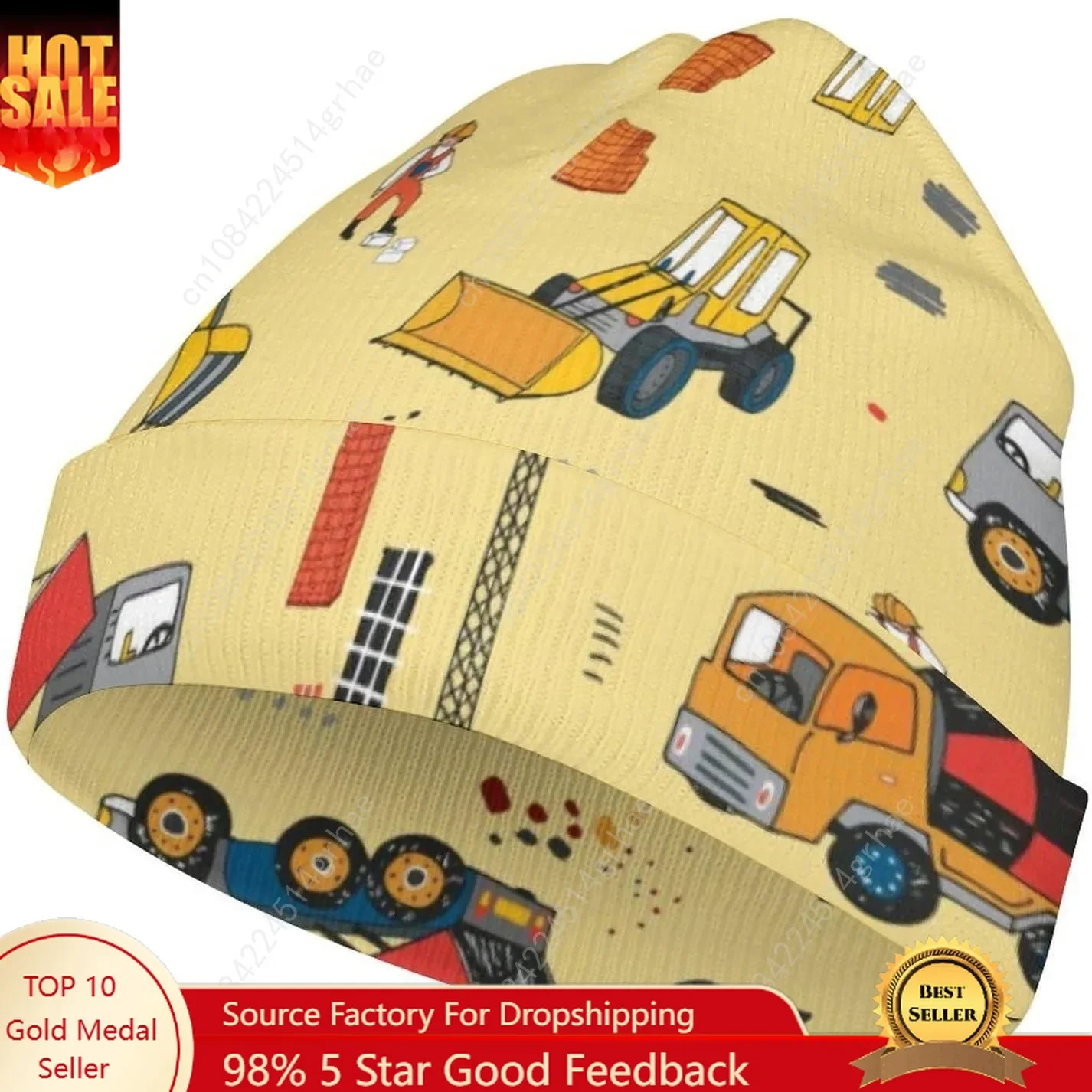 

Multicolor Construction Trucks Tractors Kids Beanie Hat for for Girls Boys Children Cap Winter Knitted Chemo Cancer Headwear Acc