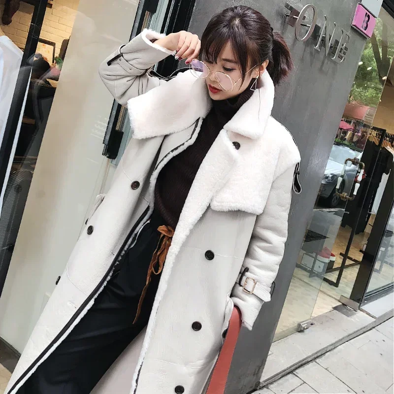 Fashion Quality Genuine Women\'s Winter Sheepskin Coat Female Jacket Soft Warm Wool Women\'s Fur Coats Ropa Para Mujer FCY1971