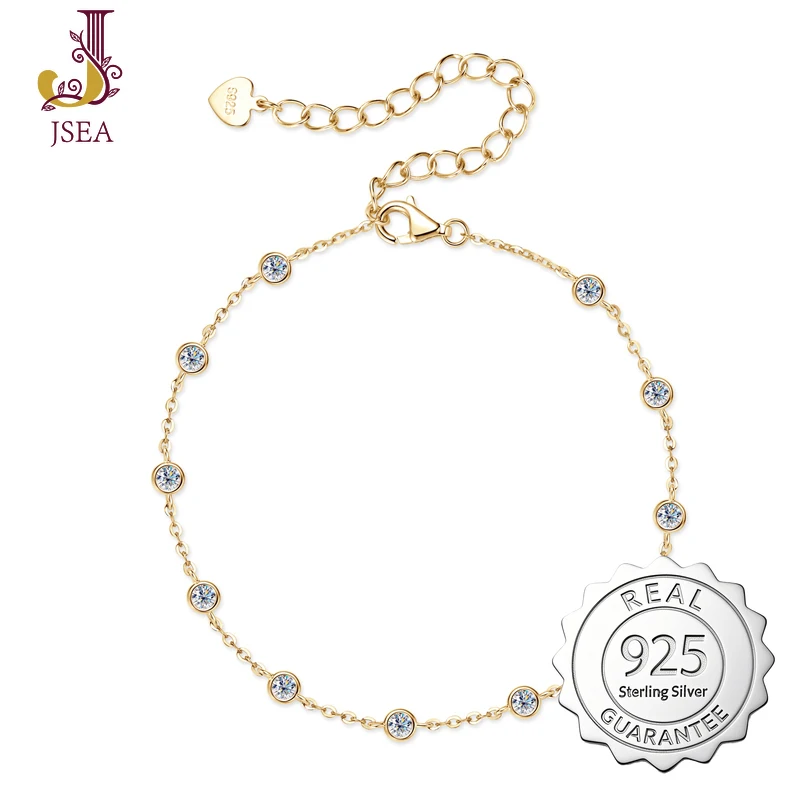 

Tennis Bracelets 925 Sterling Silver Adjustable Bracelets Certified 2.5mm Bezel Moissanite Bracelet for Women