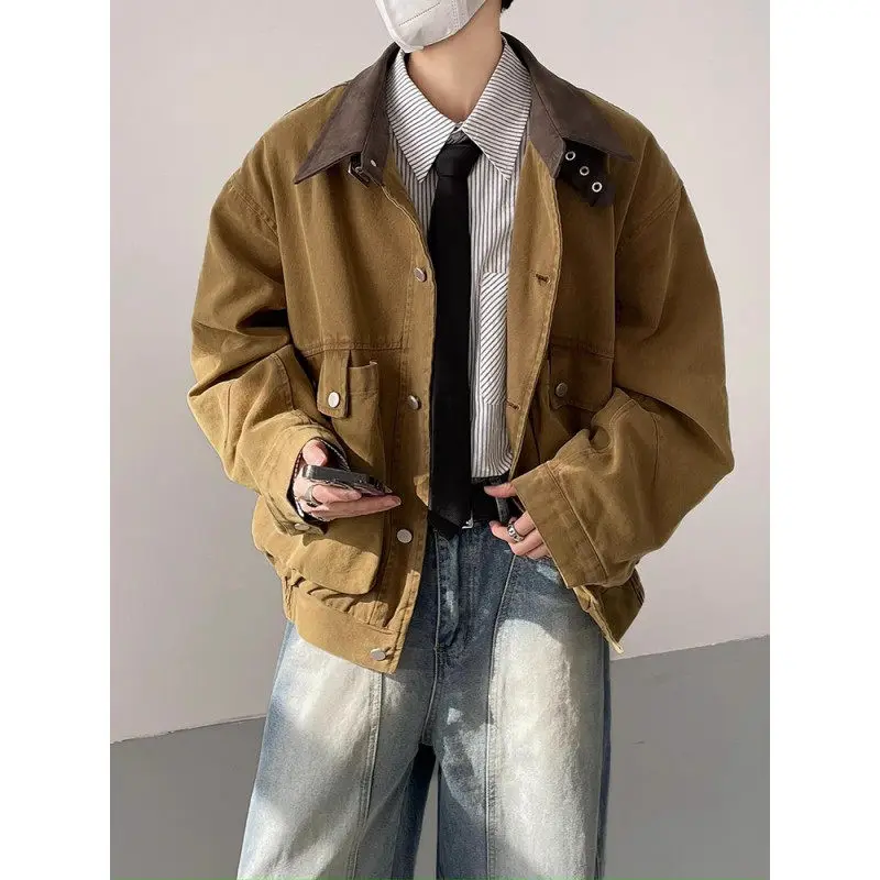 

Американская главная улица Ретро Сарай Jaet Свободная повседневная винтажная рабочая одежда Пальто Молодежная осенняя верхняя одежда