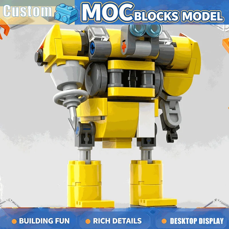 117PCS Yellow Mining Robot Building Block Industrial Machine Model DIY Assembly Brick Set Creative Desktop Display Festival Gift