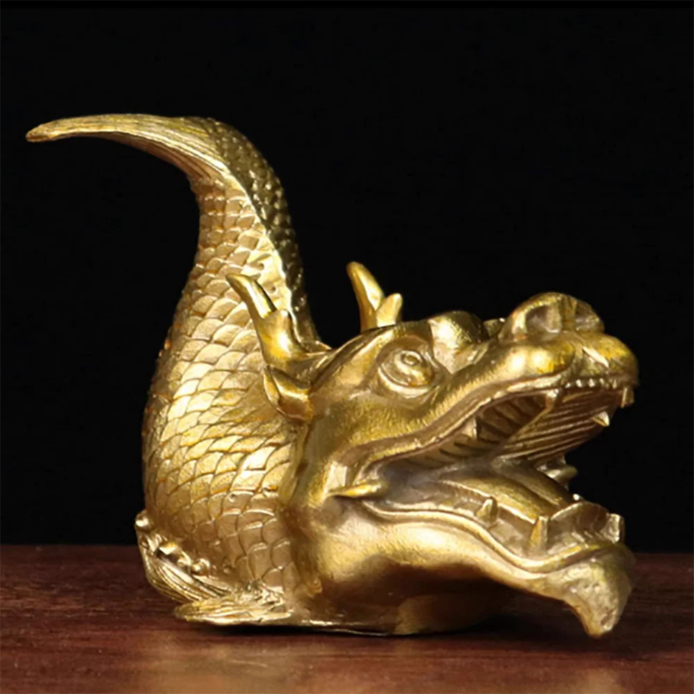 Pure copper dragon head fish Aoyu study office foyer home decoration