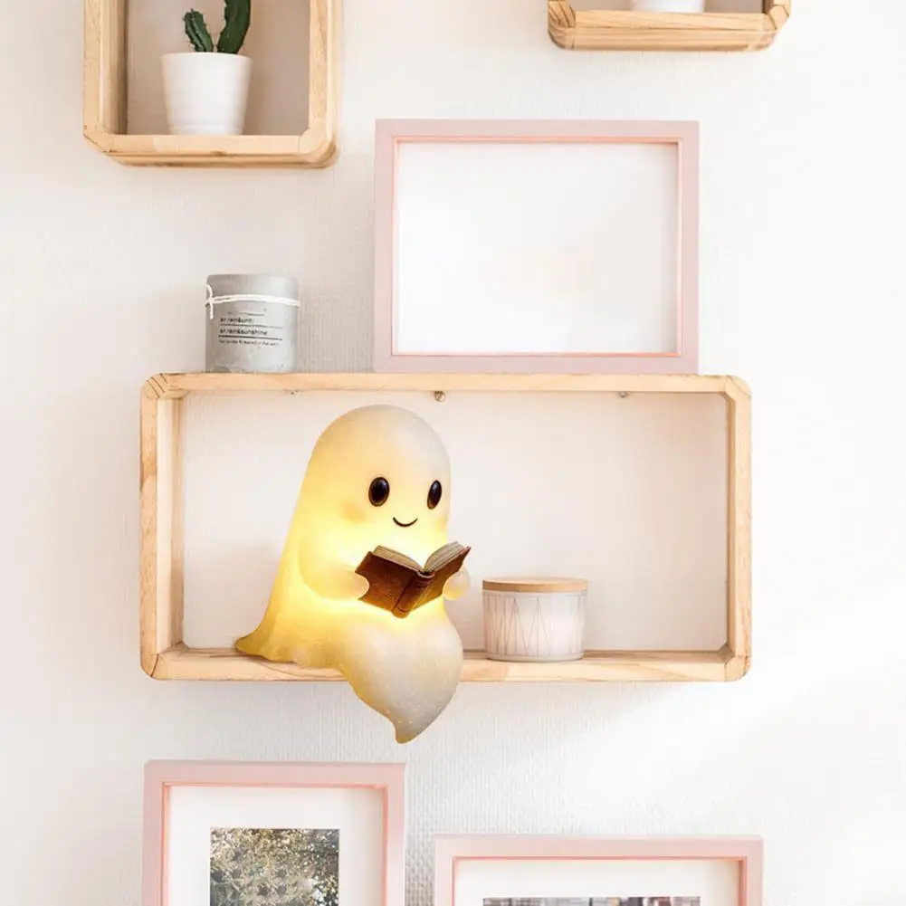 

Cute Ghost Reading Lamp Adorable Ghost Night Light Desk Lamp for Halloween Decoration Book Lovers Cartoon Ghost Bedside Lamp