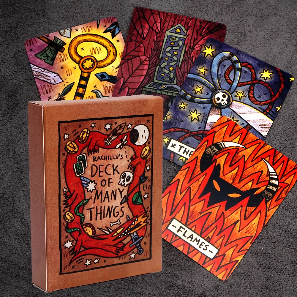 

Колода много игральных карт для игр 5e с руководством. 22 уникальных иллюстрированных и диких красочных карт.