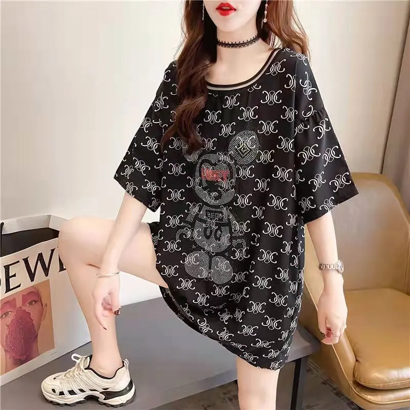 Women Print  T Shirt 2024 Summer Lady Long Sleeve Hollow Out Sexy Streetwear Harajuku Top