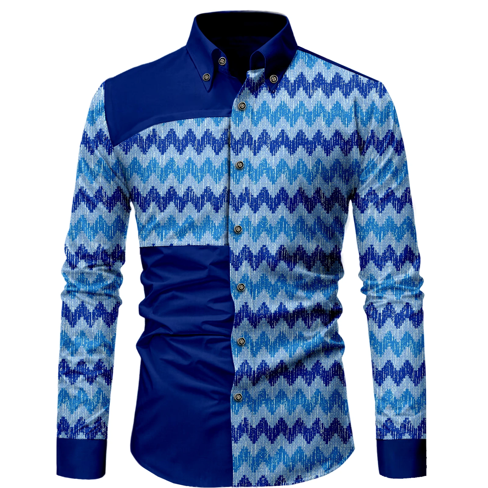 SEA&ALP Men's Afircan Dashiki Shirts Long Sleeve Button Down Top Shirts Traditional Causal Fashion Attrie