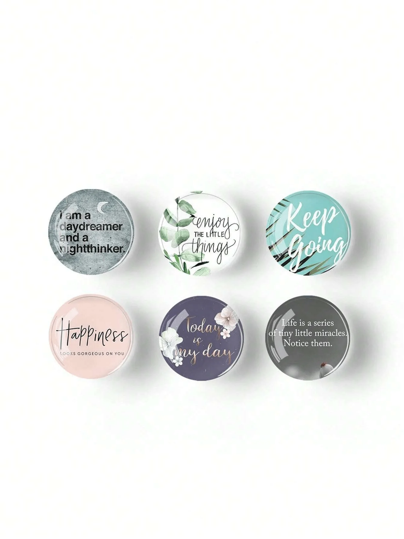 6pcs/12pcs/set Random Set Inspirational Quote Crystal Glass Fridge Magnets, Suitable for Office and Home Messages