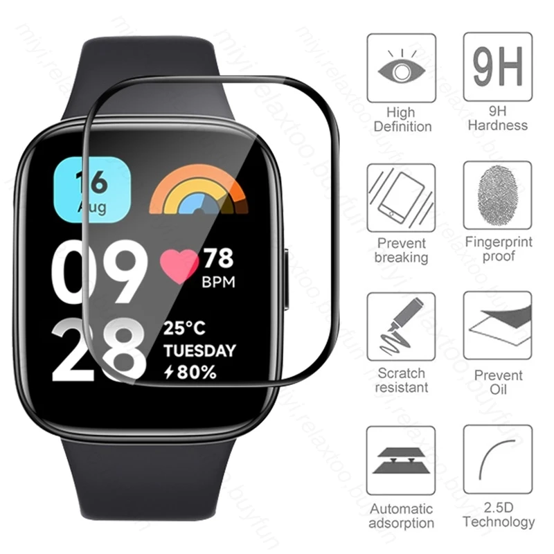 1-3Pcs Full Curved Soft Protective Glass For Redmi Watch 3 Active Screen Protectors On Redmy Watch3 Active Smartwatch Cover Film