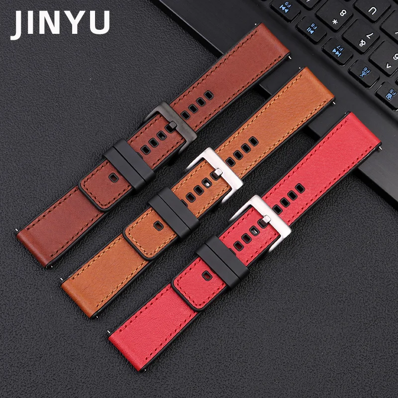 For HUAWEI Omega Tissot  IWC Cowhide  Silicone Bottom Watch Strap Men Waterproof Rubber Wrist Band Accessories 20mm 22mm