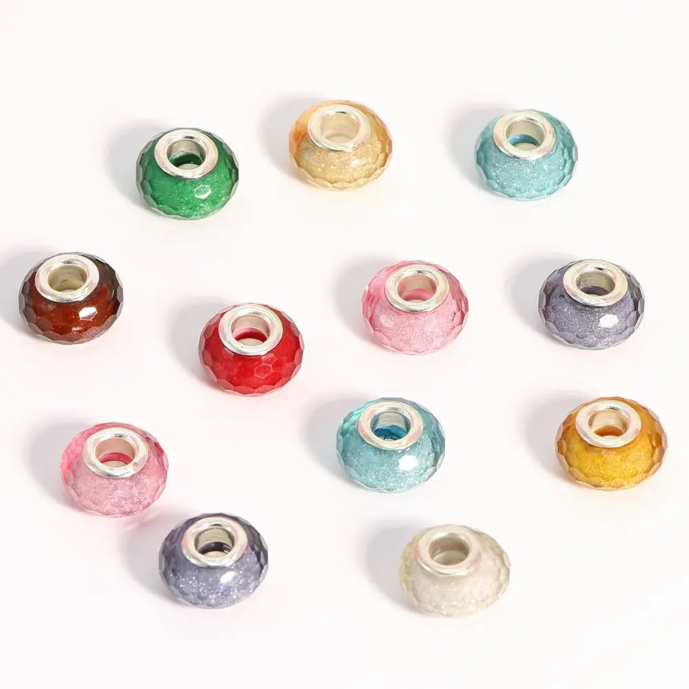 10pcs/set Resin 128 cut color powder large pore beads popular in Europe and America DIY loose bead accessories wholesale