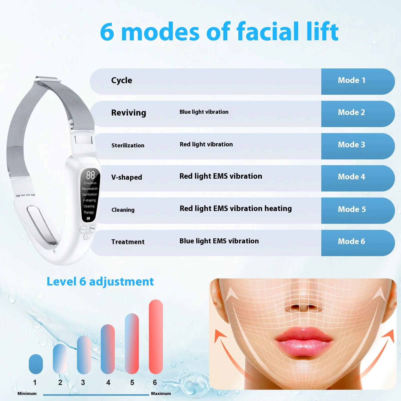 liftingElectric Face slimming instrument Microcurrent Facial V-shaped lifting belt Face Slimming  skin rejuvenation device