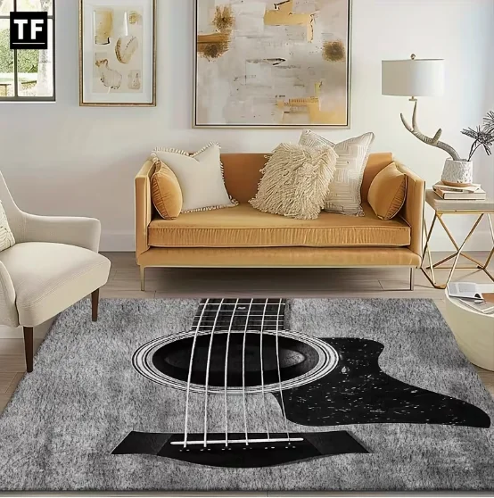 Guitar Textured Carpet Can Be Folded and Used for Music Themed Decoration in Living Rooms Bedrooms and Offices Home Decoration